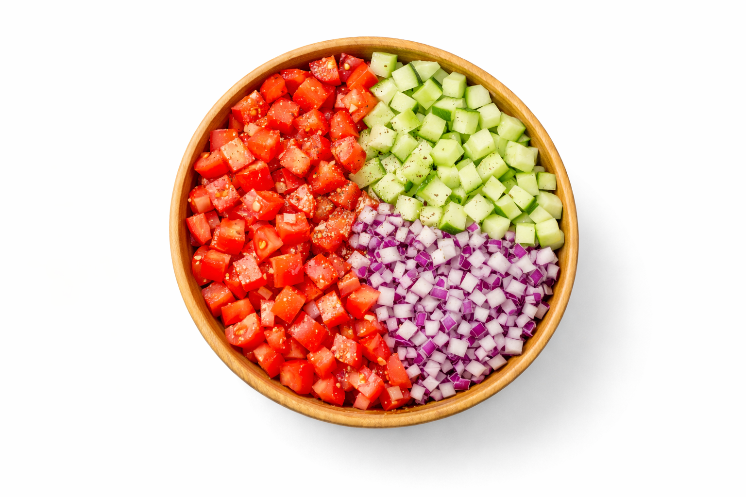 Lemon Garden Salad in a wooden bowl on a white background