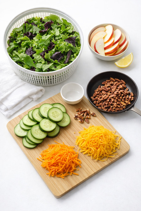 Prep the greens and toppings