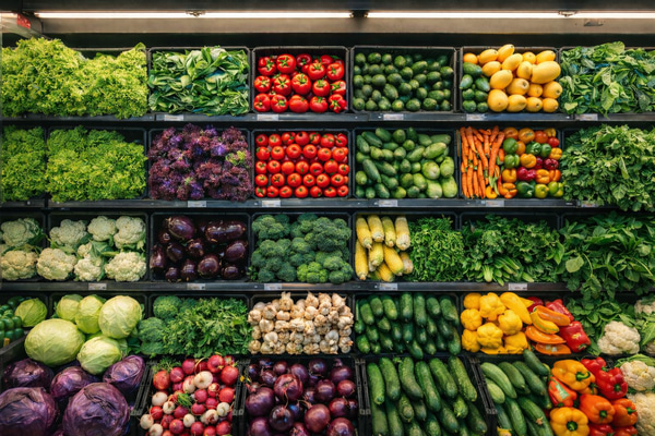 Fresh grocery produce on display